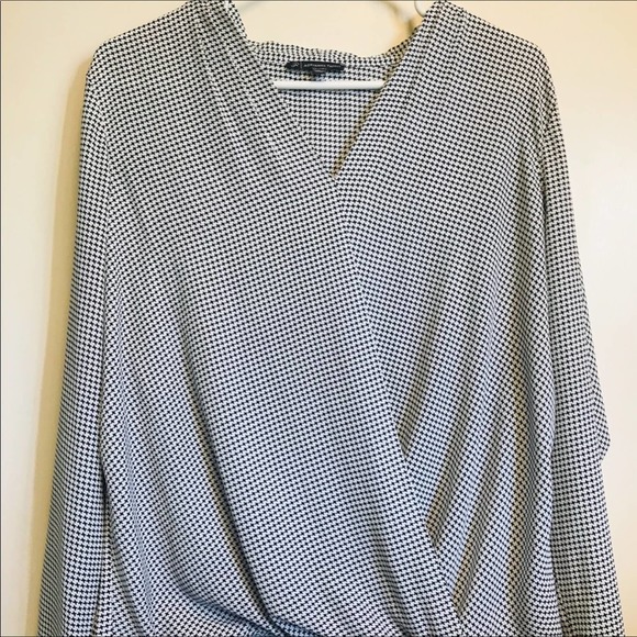 Adrianna Papell Long Sleeve Top Black/White Medium - Picture 2 of 8
